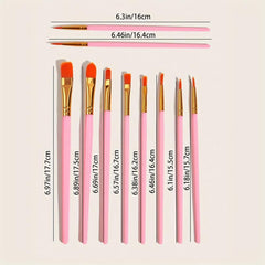 10 Pink Wooden Watercolor Brushes for Painting Needs