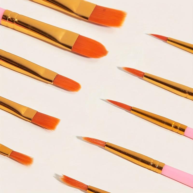 10 Pink Wooden Watercolor Brushes for Painting Needs