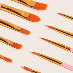 10 Pink Wooden Watercolor Brushes for Painting Needs