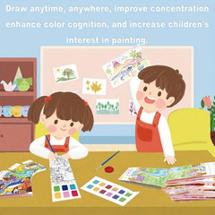 Watercolor Paint Set 20 Patterns 6 Colors Palettes Mini Travel Art Kit