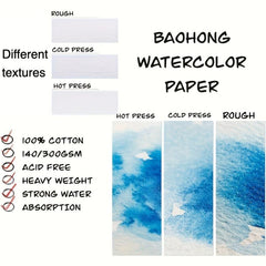 100% Cotton Watercolor Paper 20 Sheets Hand Painted Book