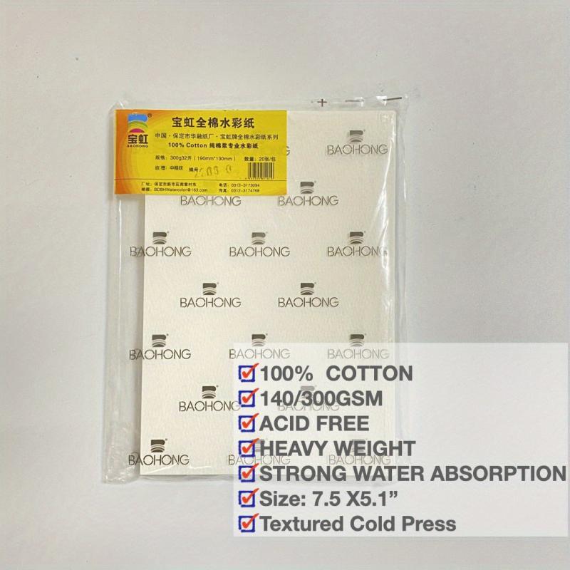 100% Cotton Watercolor Paper 20 Sheets Hand Painted Book