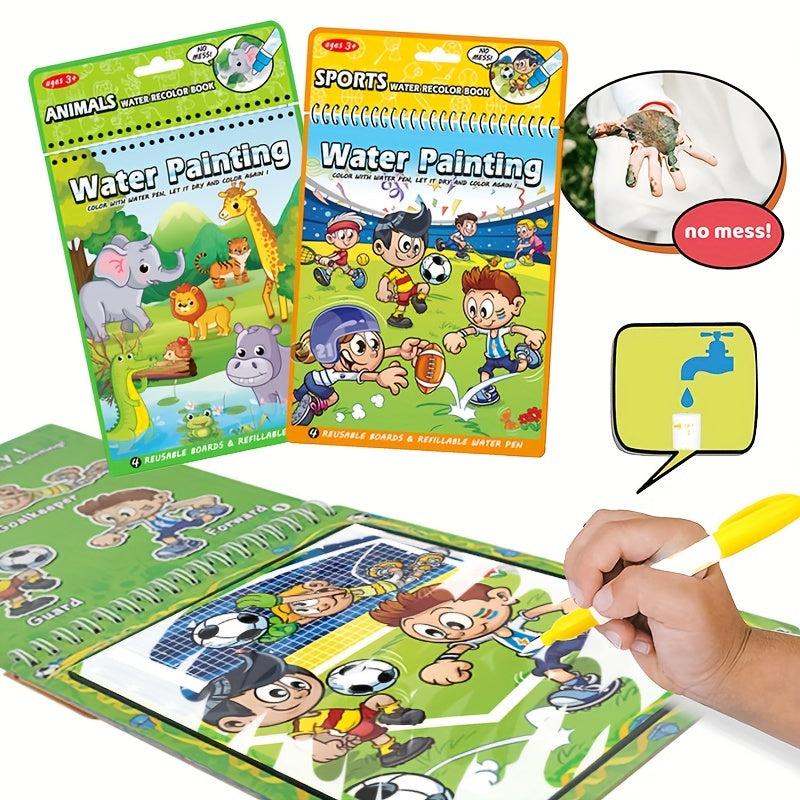 Reusable Water Painting Book for Kids - Kindergarten Puzzle Painting Book