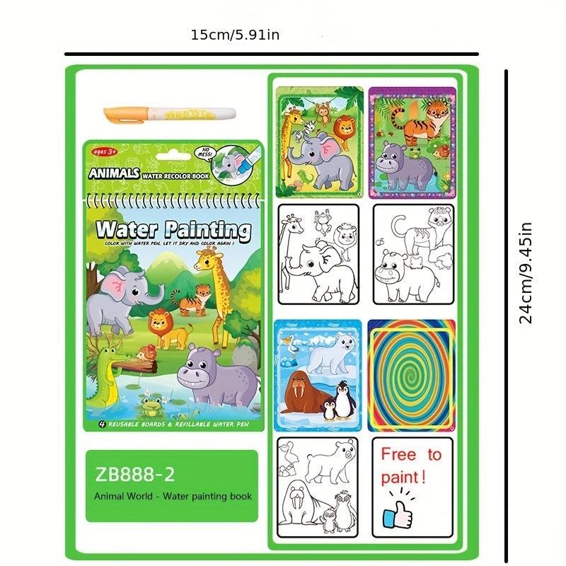 Reusable Water Painting Book for Kids - Kindergarten Puzzle Painting Book