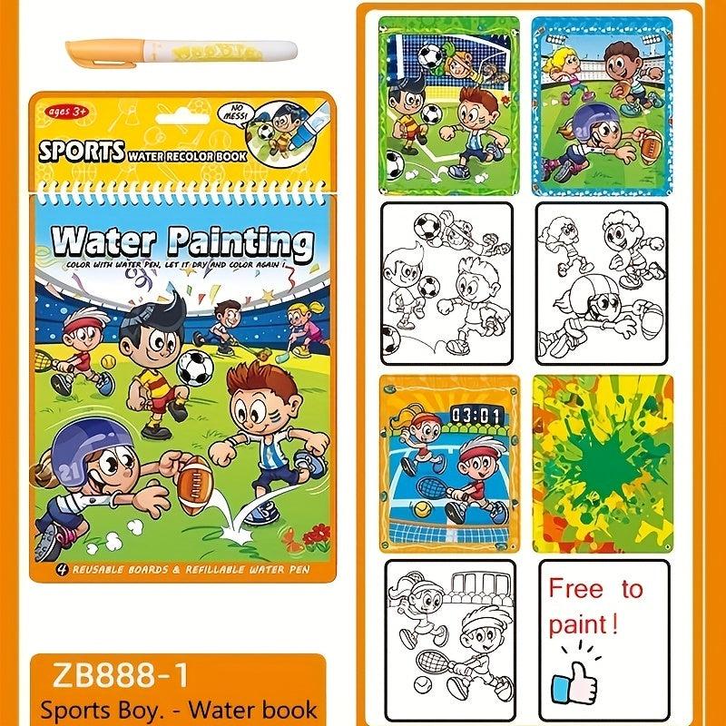 Reusable Water Painting Book for Kids - Kindergarten Puzzle Painting Book