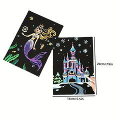 4pcs Scratch Art For Kids House Fairy Tales Rainbow Scratch Paper