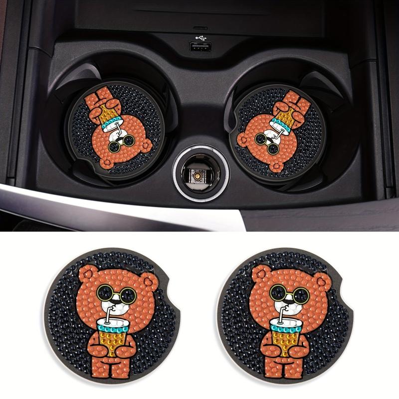 2pcs DIY Diamond Painting Car Coasters Cartoon Bear Hand Crystal Painting