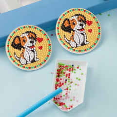 2pcs Dog Diamond Painting Car Coasters Car Interior Accessories