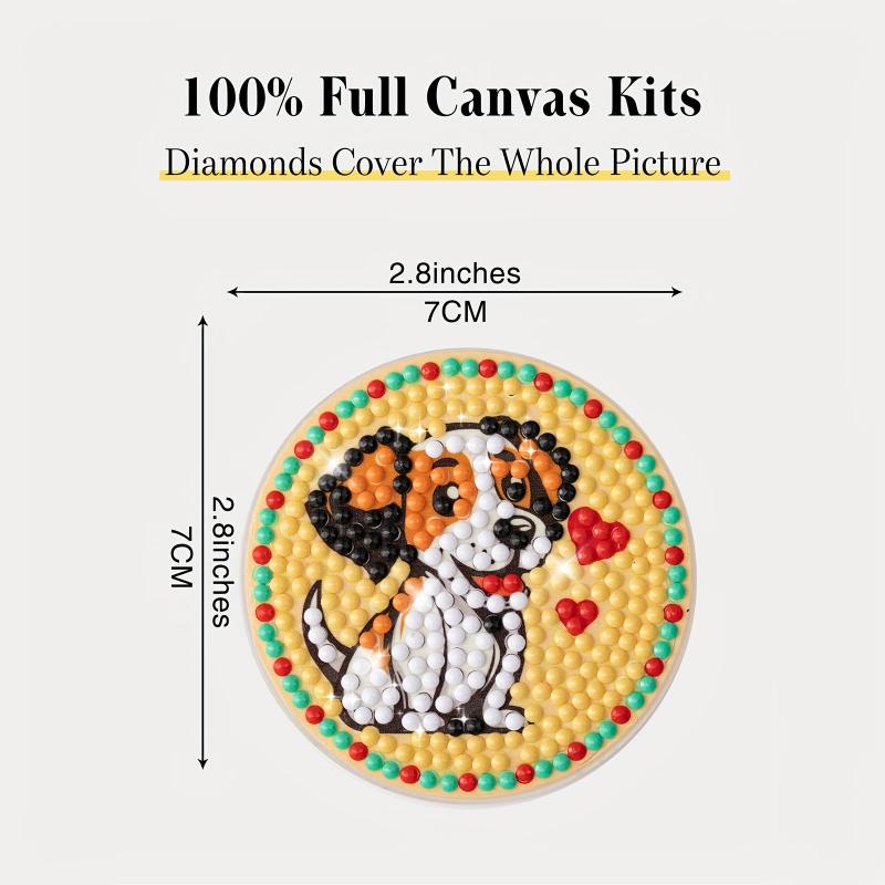 2pcs Dog Diamond Painting Car Coasters Car Interior Accessories