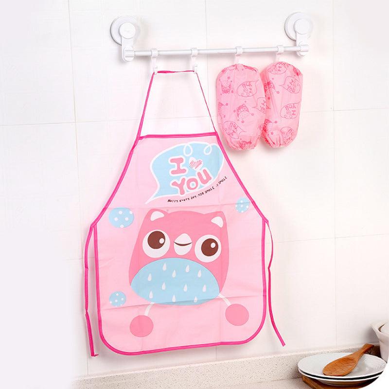 2pcs Kids Cartoon Painting Aprons Waterproof Anti-dress Baby Coverall Bibs