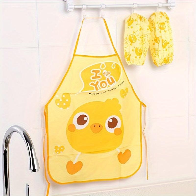 2pcs Kids Cartoon Painting Aprons Waterproof Anti-dress Baby Coverall Bibs