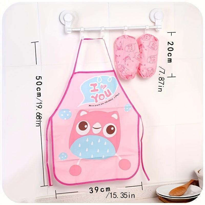2pcs Kids Cartoon Painting Aprons Waterproof Anti-dress Baby Coverall Bibs