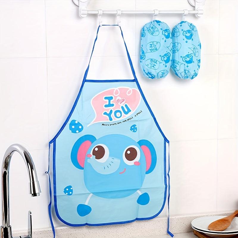 2pcs Kids Cartoon Painting Aprons Waterproof Anti-dress Baby Coverall Bibs
