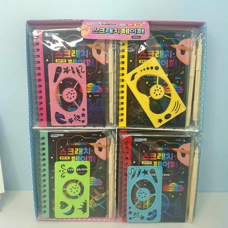12pcs Kids Scratch off Sticky Notes Coloring Book Set
