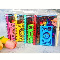12pcs Kids Scratch off Sticky Notes Coloring Book Set