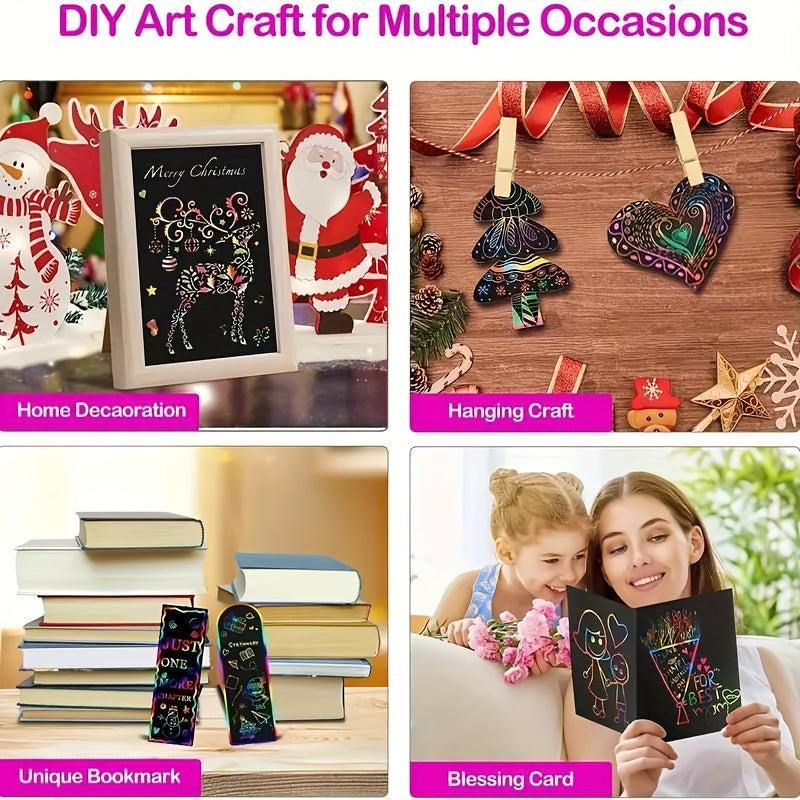100pcs Magic Scraping Paper Craft Kit DIY Party Favor Games