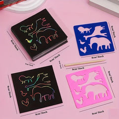 100pcs Magic Scraping Paper Craft Kit DIY Party Favor Games