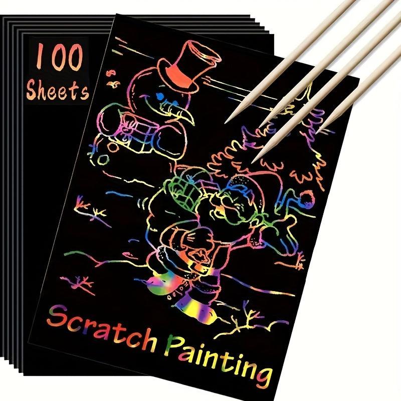 100pcs Magic Scraping Paper Craft Kit DIY Party Favor Games