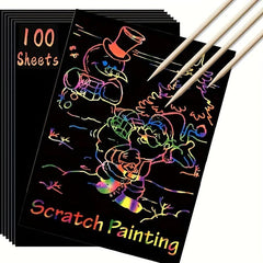 100pcs Magic Scraping Paper Craft Kit DIY Party Favor Games