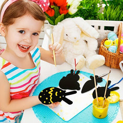 Easter Crafts Kit For Kids 12pcs Scratch Art Rainbow Scratch Paper Ornaments