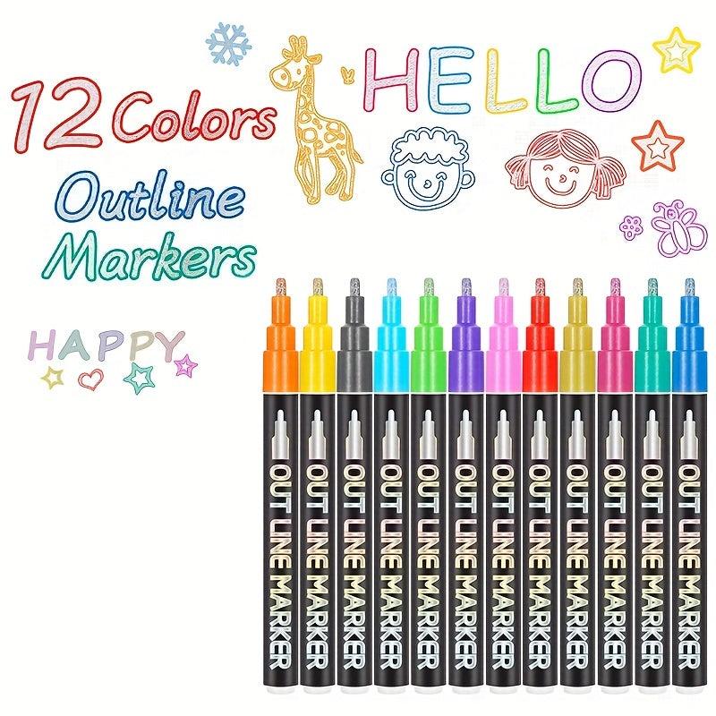 12 Colorful Hand Painted Pens for Sparkling Kids' Artwork