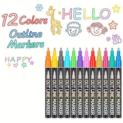 12 Colorful Hand Painted Pens for Sparkling Kids' Artwork