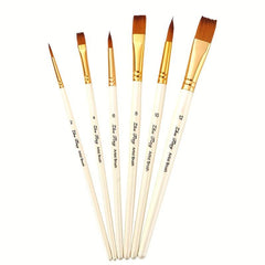 6pcs Nylon Hair Paint Brush Set DIY Painting Acrylic Watercolor Wooden Handle