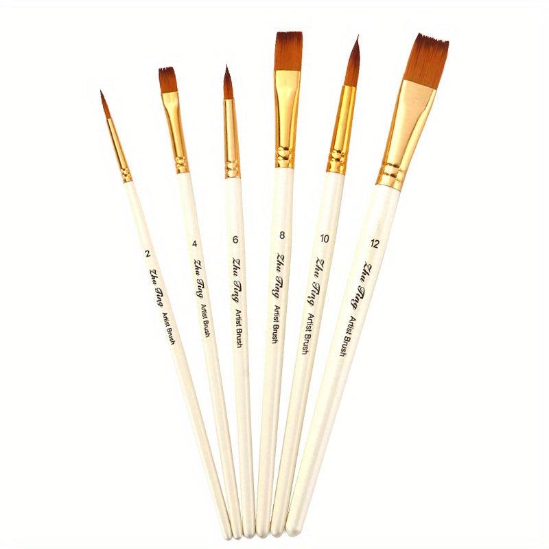 6pcs Nylon Hair Paint Brush Set DIY Painting Acrylic Watercolor Wooden Handle