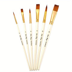 6pcs Nylon Hair Paint Brush Set DIY Painting Acrylic Watercolor Wooden Handle