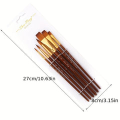6pcs Nylon Hair Paint Brush Set DIY Painting Acrylic Watercolor Wooden Handle