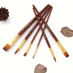 6pcs Nylon Hair Paint Brush Set DIY Painting Acrylic Watercolor Wooden Handle