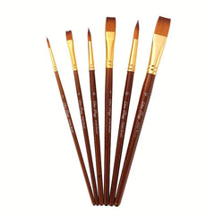 6pcs Nylon Hair Paint Brush Set DIY Painting Acrylic Watercolor Wooden Handle