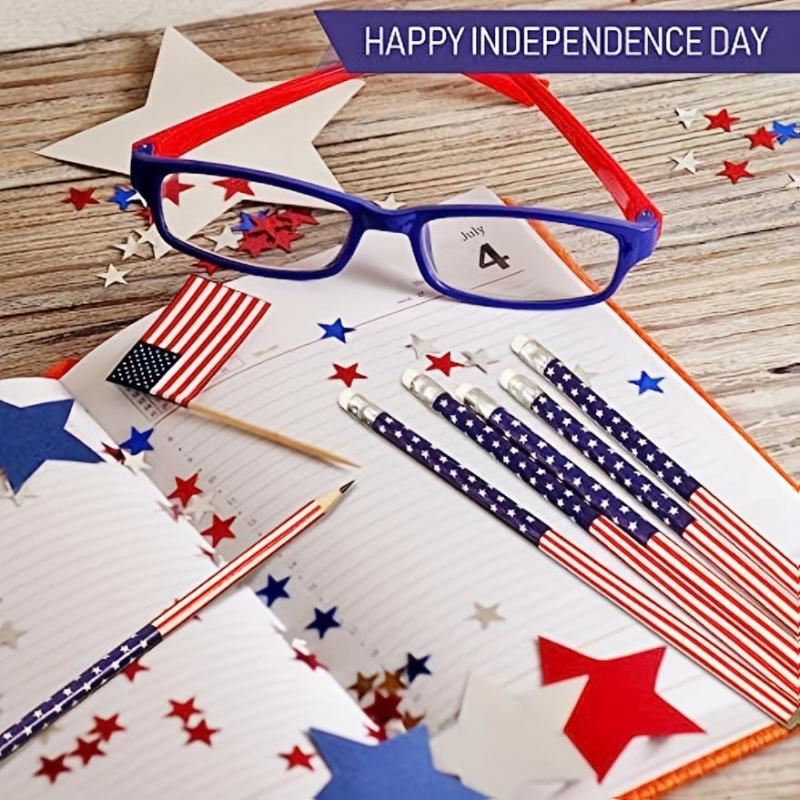 Patriotic Pencils with Erasers - 20 Pcs