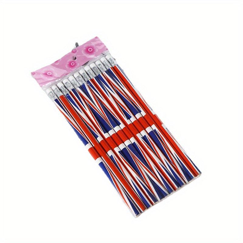 Patriotic Pencils with Erasers - 20 Pcs