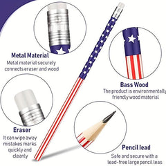 Patriotic Pencils with Erasers - 20 Pcs
