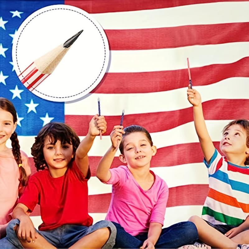 Patriotic Pencils with Erasers - 20 Pcs