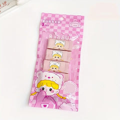 5pcs Cartoon Bagged Rubber Eraser for Kids Art Drawing