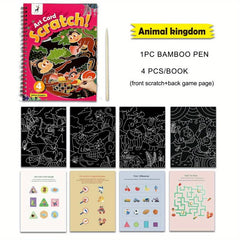 4pcs Scratch Art for Kids Rainbow Scratch Paper Drawing Painting Kit