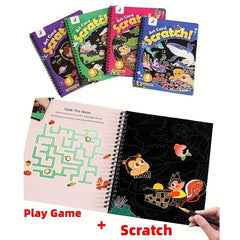 4pcs Scratch Art for Kids Rainbow Scratch Paper Drawing Painting Kit