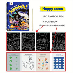 4pcs Scratch Art for Kids Rainbow Scratch Paper Drawing Painting Kit