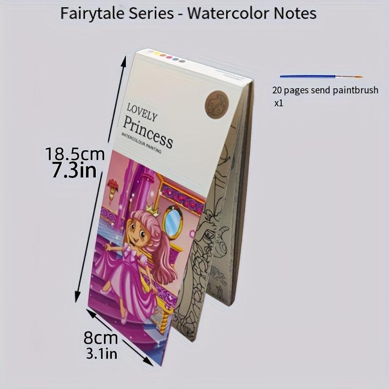 20 Pages Watercolor Coloring Sticky Note Book for Kids