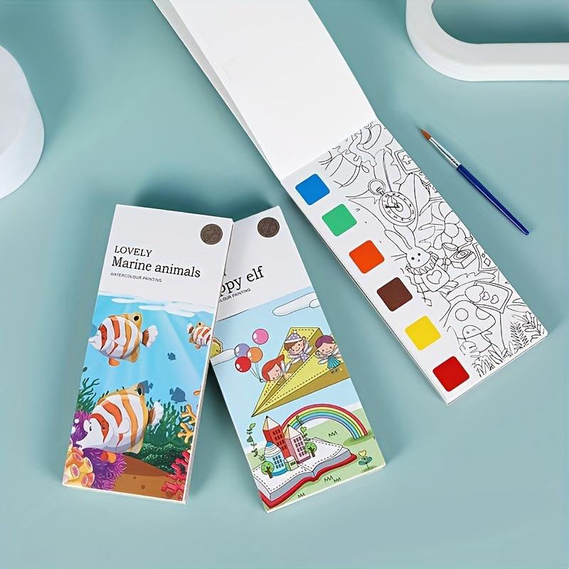 20 Pages Watercolor Coloring Sticky Note Book for Kids