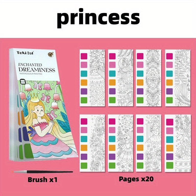 Watercolor Painting Coloring Book with Paint