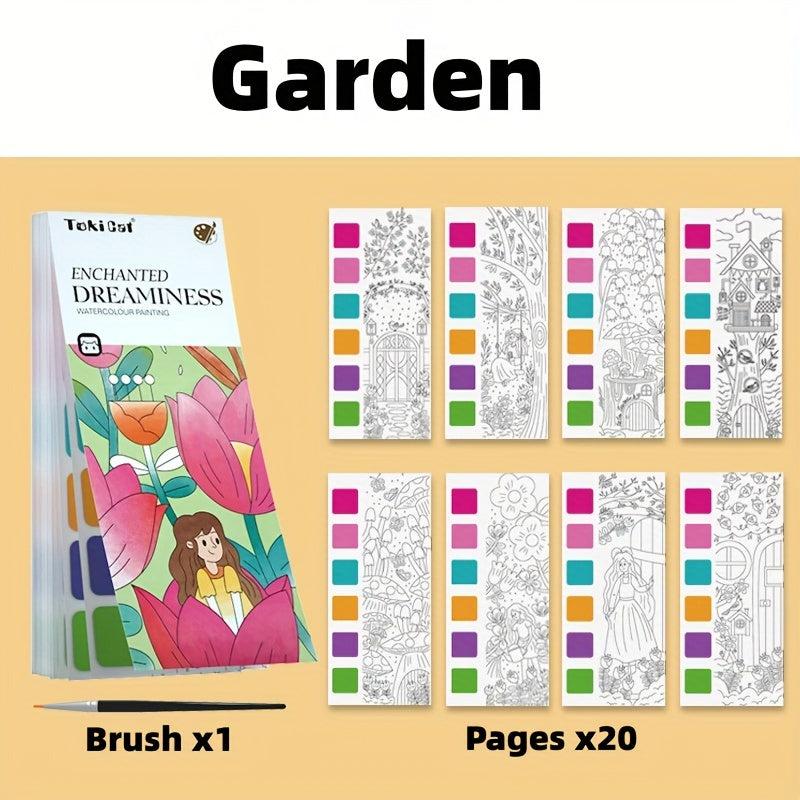Watercolor Painting Coloring Book with Paint