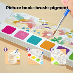 Watercolor Painting Coloring Book with Paint