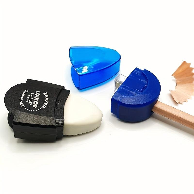 2pcs Portable PVC Pencil Sharpener with Eraser