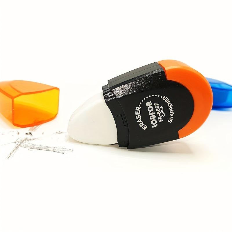 2pcs Portable PVC Pencil Sharpener with Eraser
