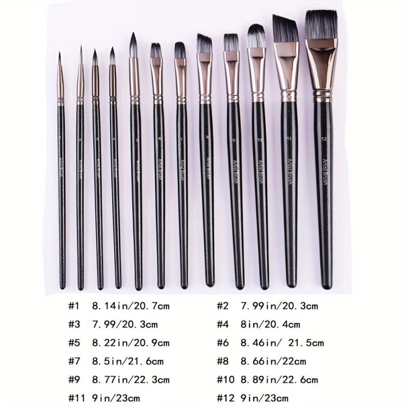 12pcs Special Shaped Brush Set for Watercolor Acrylic Gouache Painting