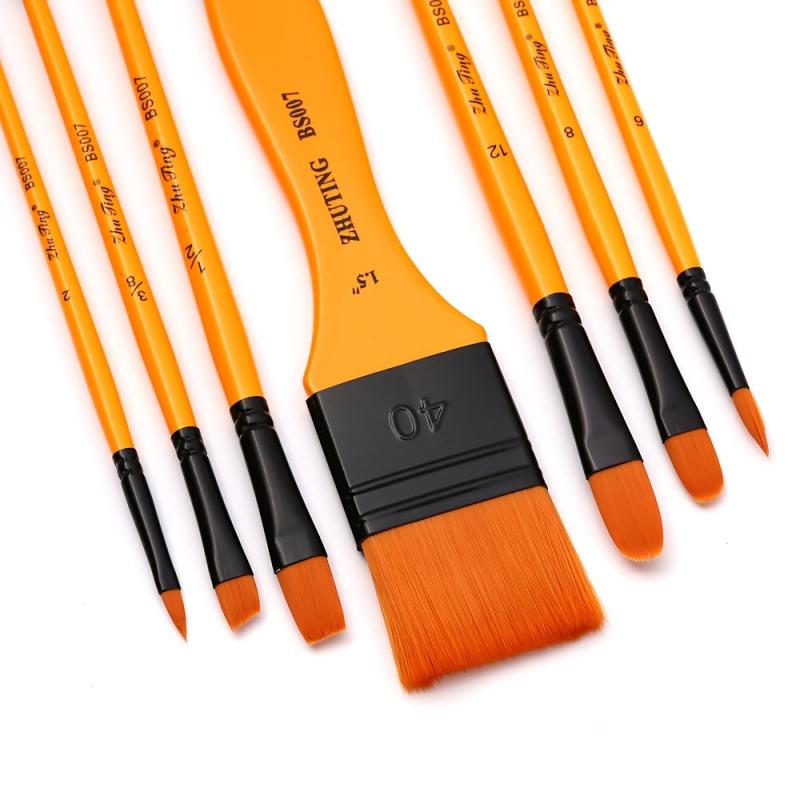 7pcs Nylon Hair Mixed Head Brush Set Acrylic Art Painting Material