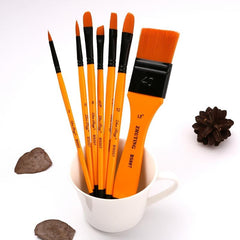 7pcs Nylon Hair Mixed Head Brush Set Acrylic Art Painting Material